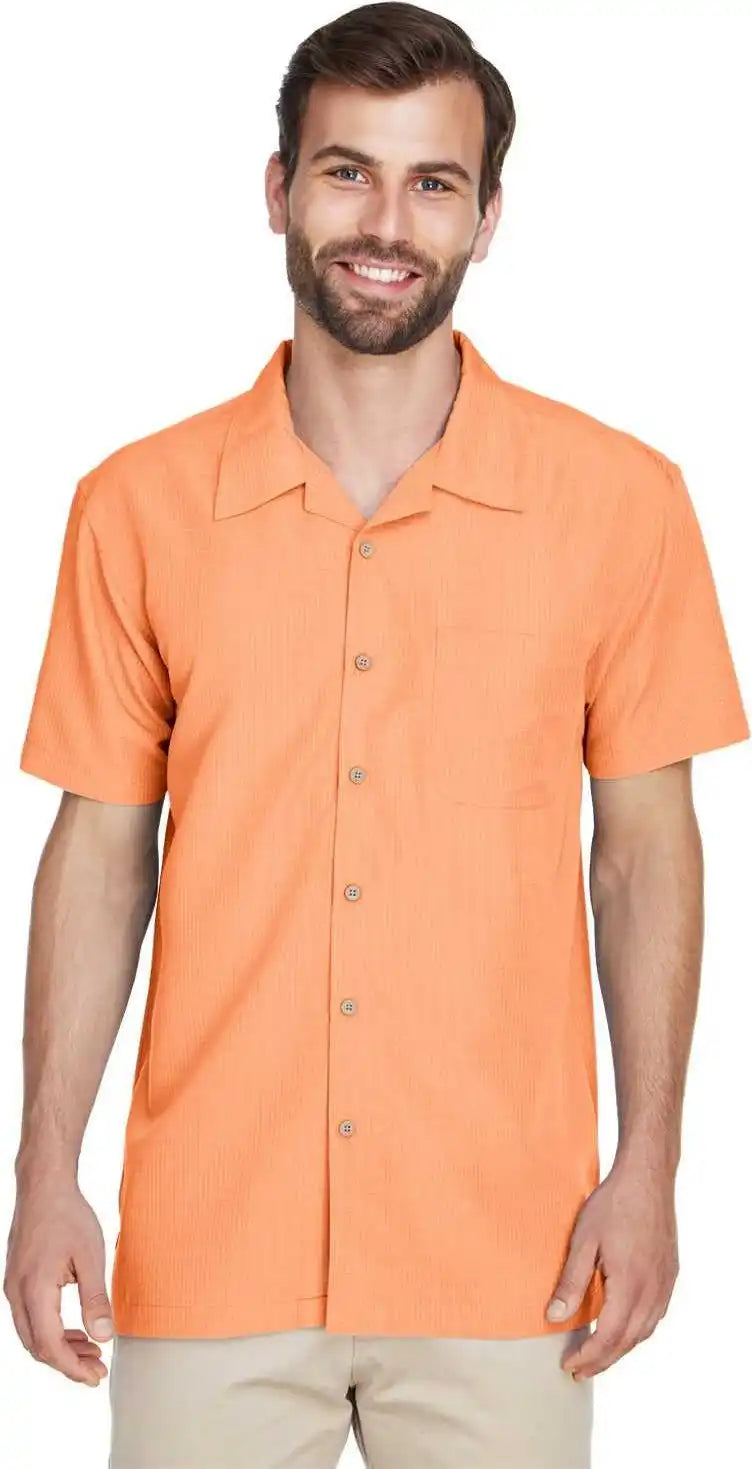 Harriton M560 Men’s Barbados Textured Camp Shirt Nectarine