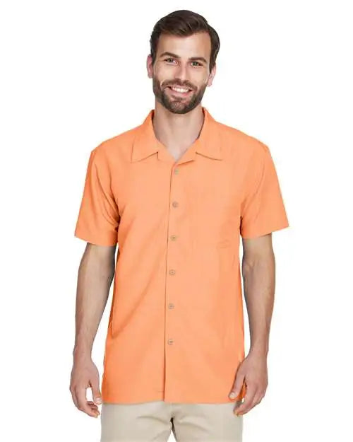 Harriton M560 Men’s Barbados Textured Camp Shirt - Nectarine