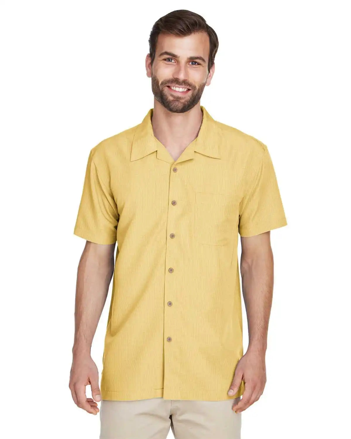 Harriton M560 Men’s Barbados Textured Camp Shirt - Pineapple