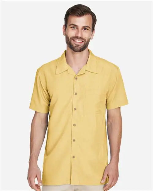 Harriton M560 Men’s Barbados Textured Camp Shirt - Pineapple