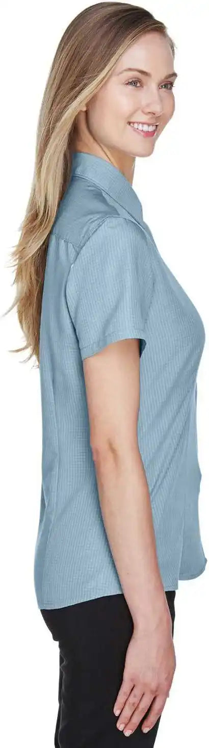 Harriton M560w Ladies’ Barbados Textured Camp Shirt - Cloud Blue - Ice / Ladies l