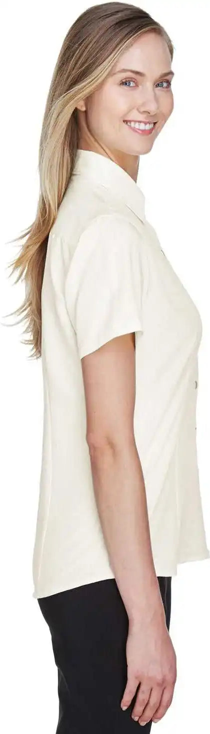 Harriton M560w Ladies’ Barbados Textured Camp Shirt - Creame - Ivory / Ladies l