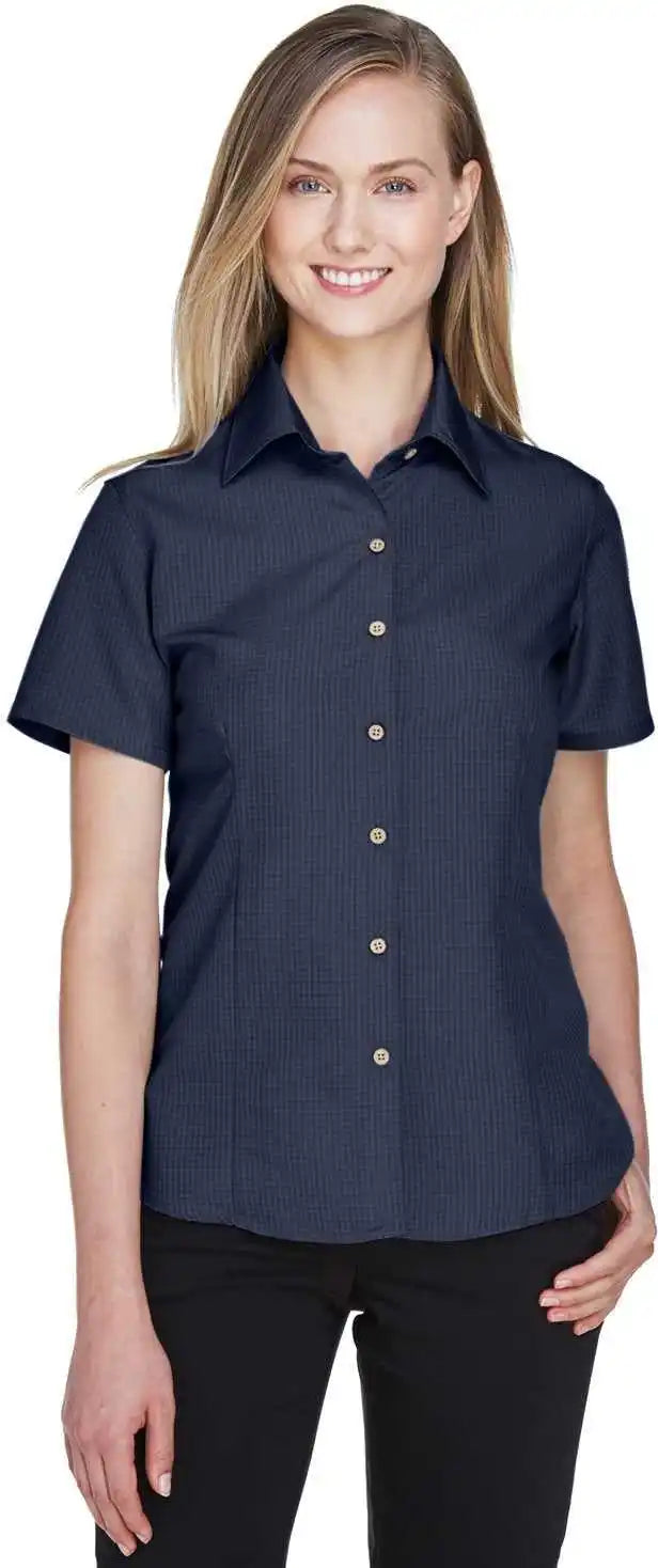 Harriton M560w Ladies’ Barbados Textured Camp Shirt - Navy