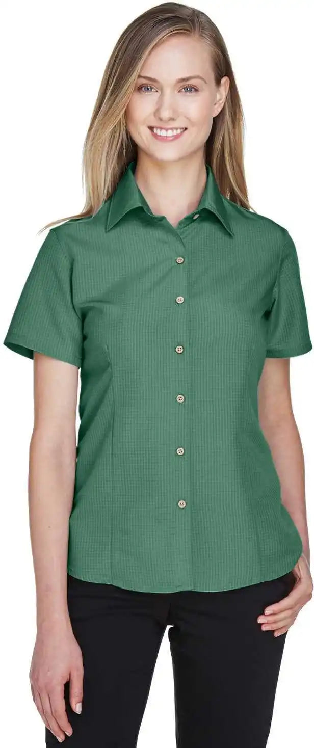 Harriton M560w Ladies’ Barbados Textured Camp Shirt - Palm Green - Ladies m
