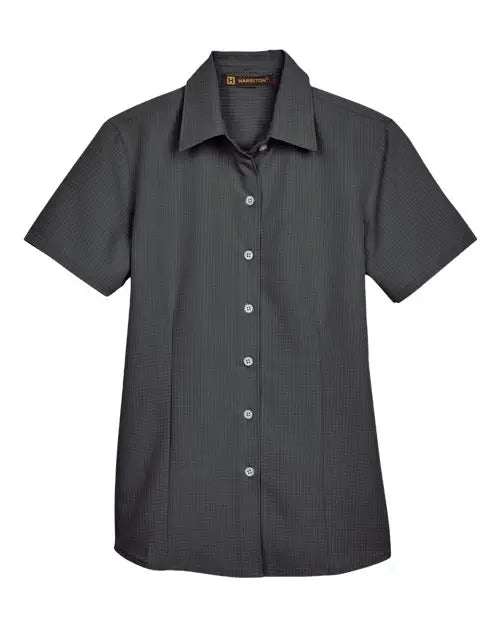 Harriton M560w Women’s Barbados Textured Camp Shirt - Black