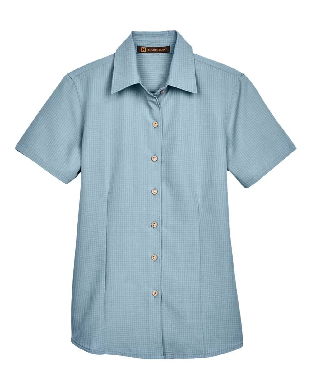 Harriton M560w Women’s Barbados Textured Camp Shirt - Cloud Blue