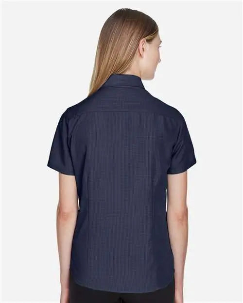 Harriton M560w Women’s Barbados Textured Camp Shirt - Navy
