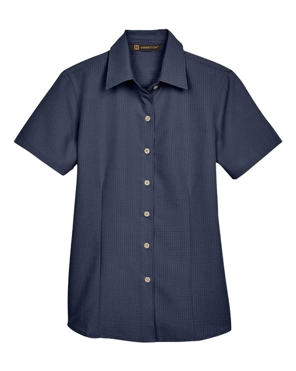 Harriton M560w Women’s Barbados Textured Camp Shirt - Navy - Xs