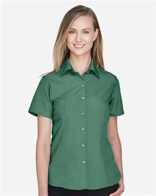 Harriton M560w Women’s Barbados Textured Camp Shirt - Palm Green