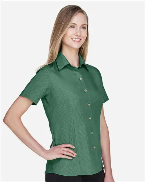 Harriton M560w Women’s Barbados Textured Camp Shirt - Palm Green