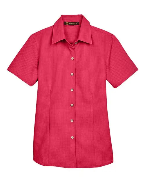 Harriton M560w Women’s Barbados Textured Camp Shirt - Parrot Red