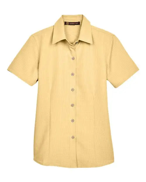 Harriton M560w Women’s Barbados Textured Camp Shirt - Pineapple