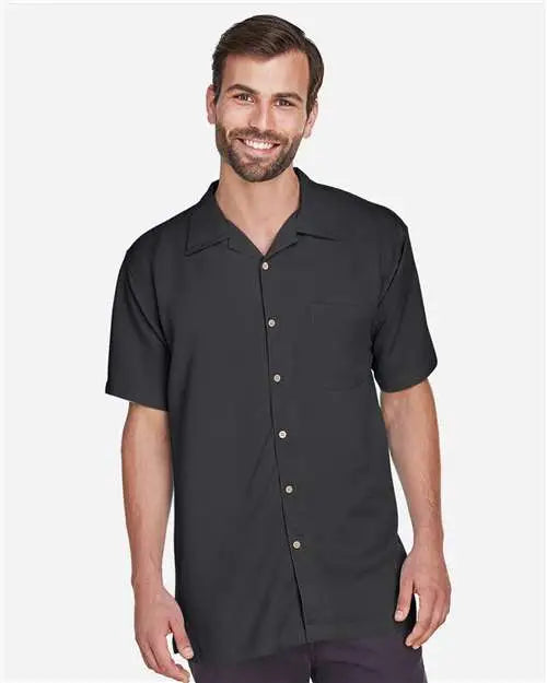 Harriton M570 Men’s Bahama Cord Camp Shirt - Black