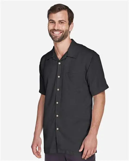 Harriton M570 Men’s Bahama Cord Camp Shirt - Black