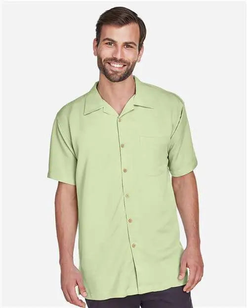 Harriton M570 Men’s Bahama Cord Camp Shirt - Green Mist
