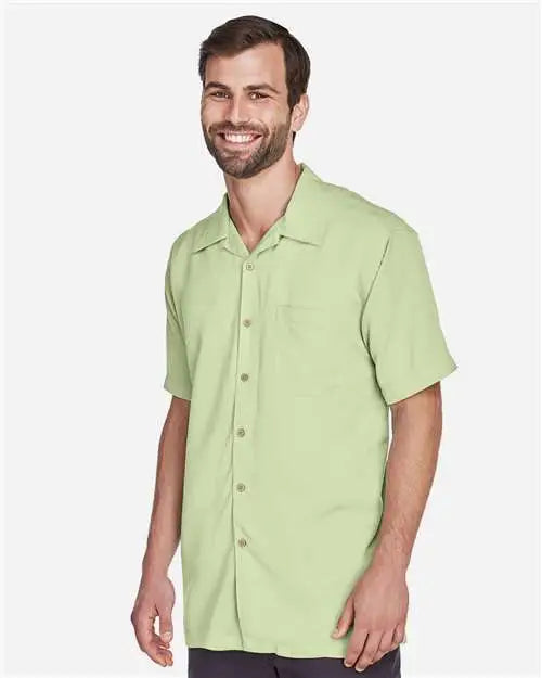Harriton M570 Men’s Bahama Cord Camp Shirt - Green Mist
