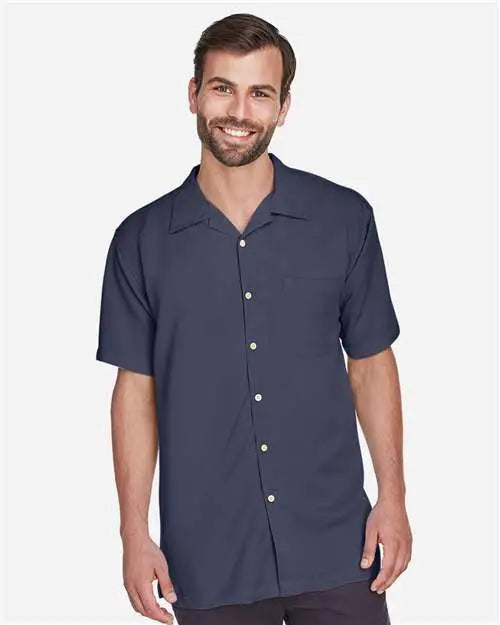 Harriton M570 Men’s Bahama Cord Camp Shirt - Navy