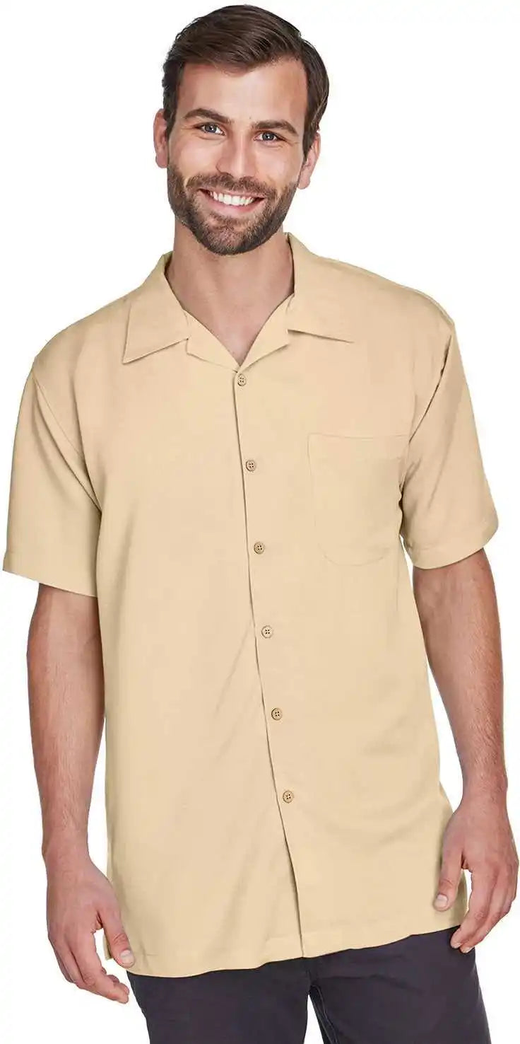 Harriton M570 Men’s Bahama Cord Camp Shirt Sand