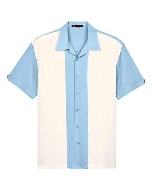 Harriton M575 Men’s Two-tone Camp Shirt - Cloud Blue Cream