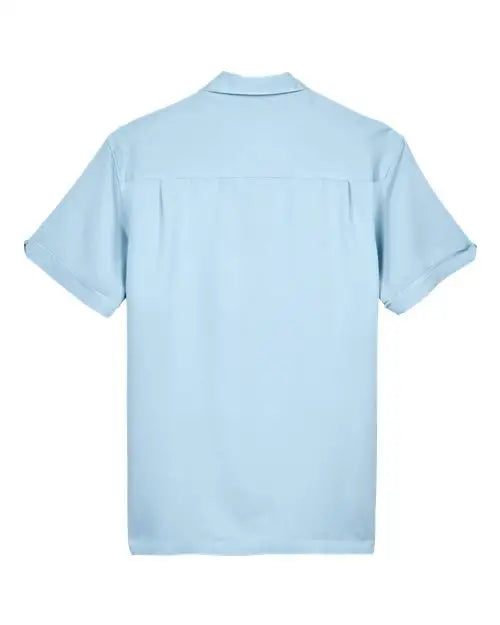 Harriton M575 Men’s Two-tone Camp Shirt - Cloud Blue Cream