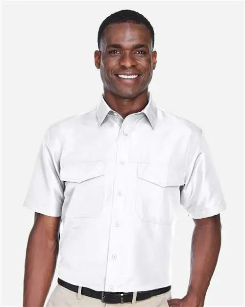 Harriton M580 Men’s Key West Short Sleeve Performance Staff Shirt - White - Xs