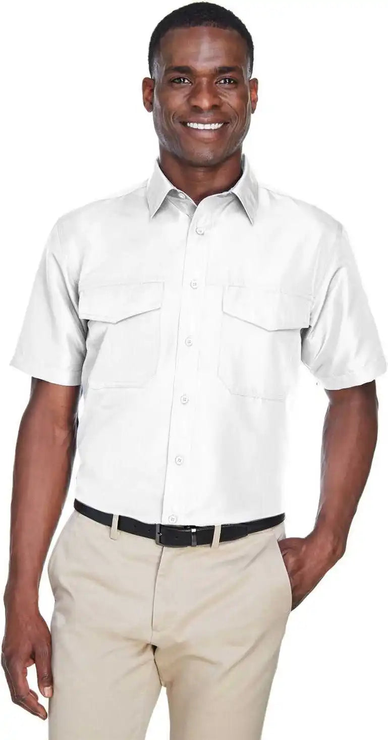 Harriton M580 Men’s Key West Short Sleeve Performance Staff Shirt White