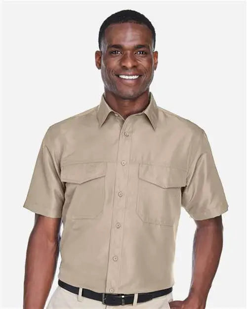 Harriton M580 Men’s Key West Short Sleeve Performance Staff Shirt - Khaki - Xs