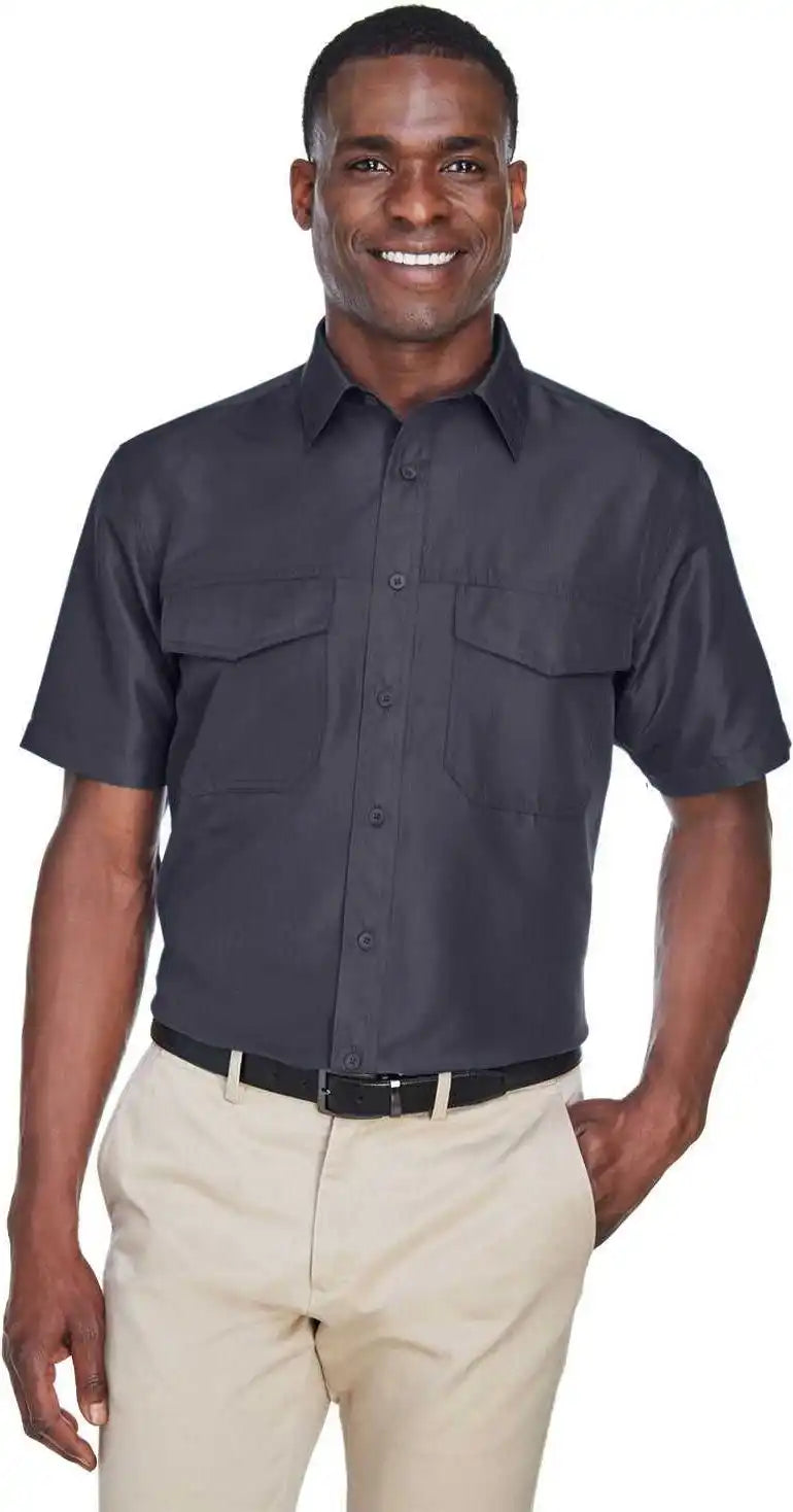 Harriton M580 Men’s Key West Short Sleeve Performance Staff Shirt Dark Charcoal