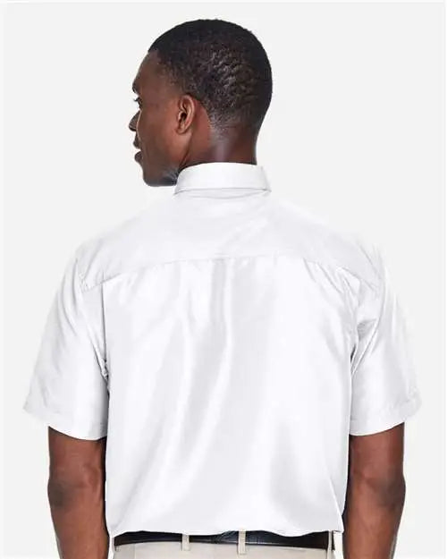 Harriton M580 Men’s Key West Short Sleeve Performance Staff Shirt - White
