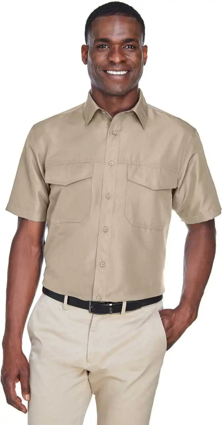 Harriton M580 Men’s Key West Short-sleeve Performance Staff Shirt - Khaki