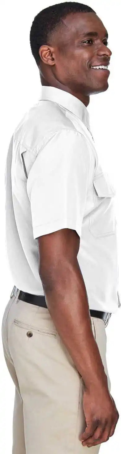 Harriton M580 Men’s Key West Short Sleeve Performance Staff Shirt White