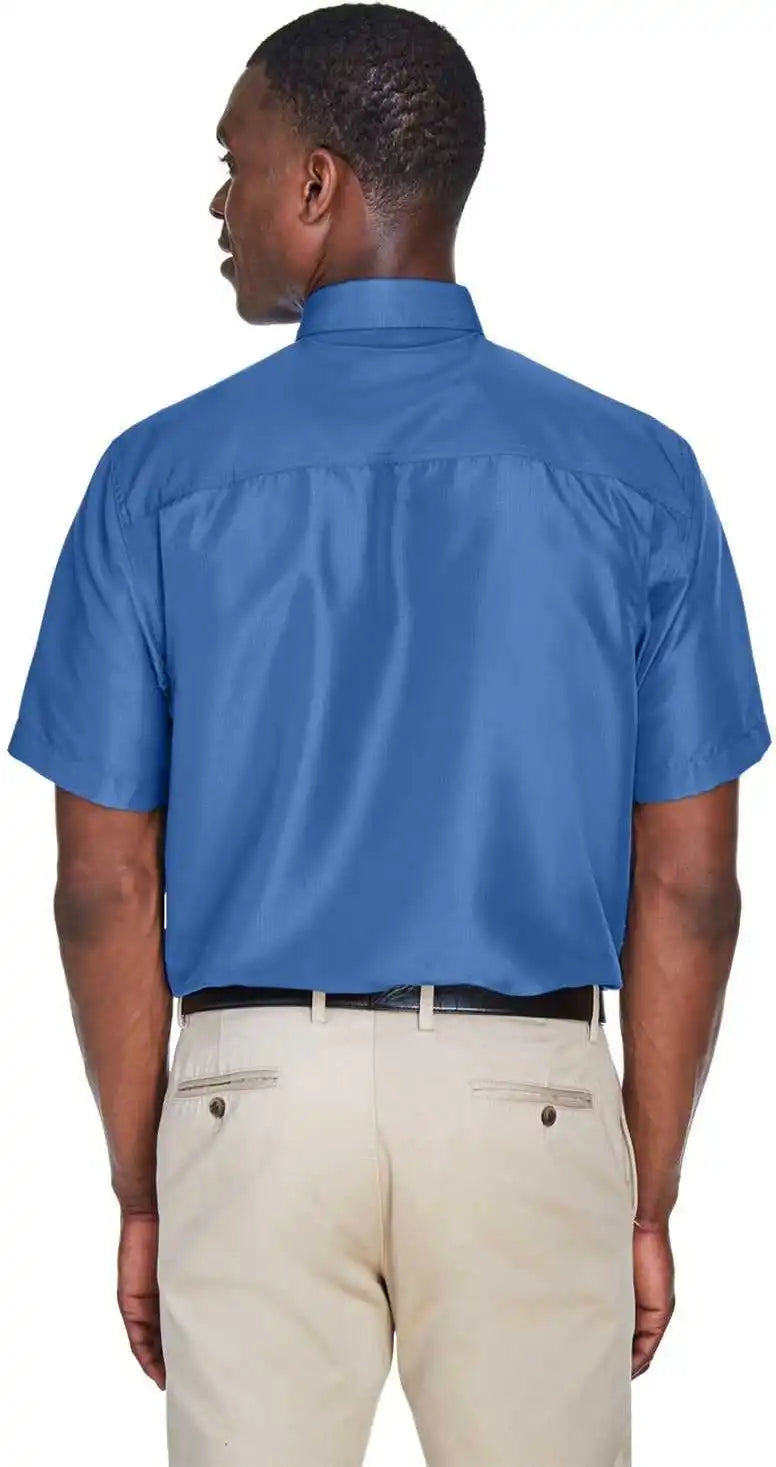Harriton M580 Men’s Key West Short Sleeve Performance Staff Shirt Pool Blue