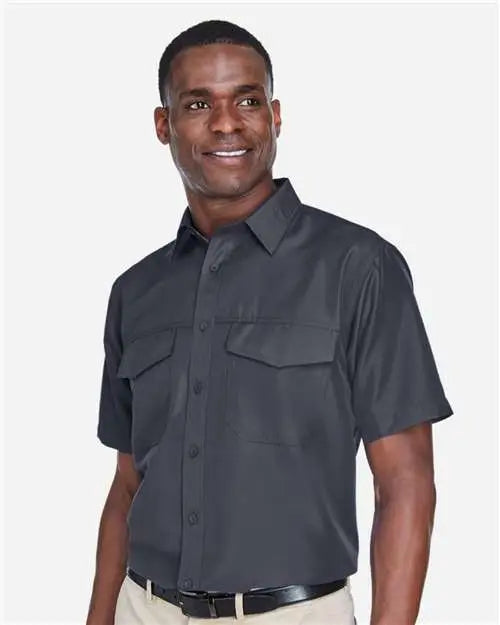 Harriton M580 Men’s Key West Short Sleeve Performance Staff Shirt - Dark Charcoal