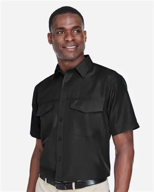 Harriton M580 Men’s Key West Short Sleeve Performance Staff Shirt - Black