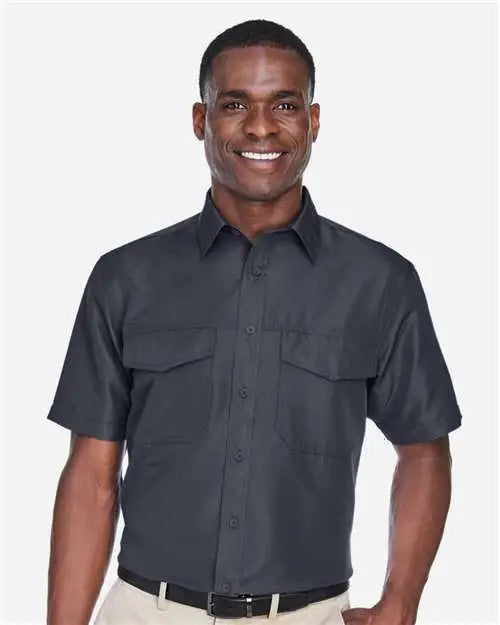 Harriton M580 Men’s Key West Short Sleeve Performance Staff Shirt - Dark Charcoal