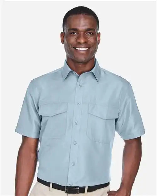 Harriton M580 Men’s Key West Short Sleeve Performance Staff Shirt - Cloud Blue - Xs