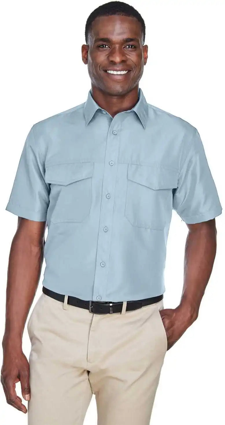 Harriton M580 Men’s Key West Short Sleeve Performance Staff Shirt Cloud Blue