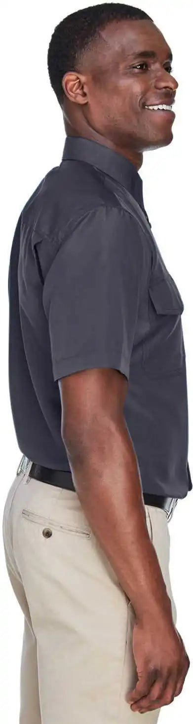 Harriton M580 Men’s Key West Short Sleeve Performance Staff Shirt Dark Charcoal
