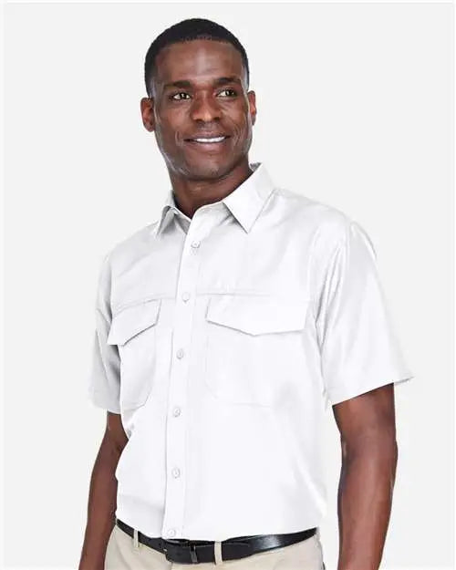 Harriton M580 Men’s Key West Short Sleeve Performance Staff Shirt - White