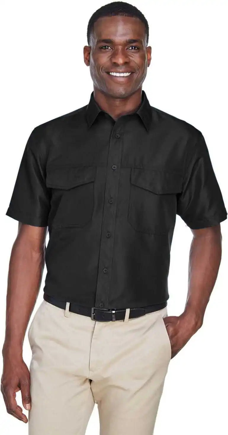 Harriton M580 Men’s Key West Short Sleeve Performance Staff Shirt Black