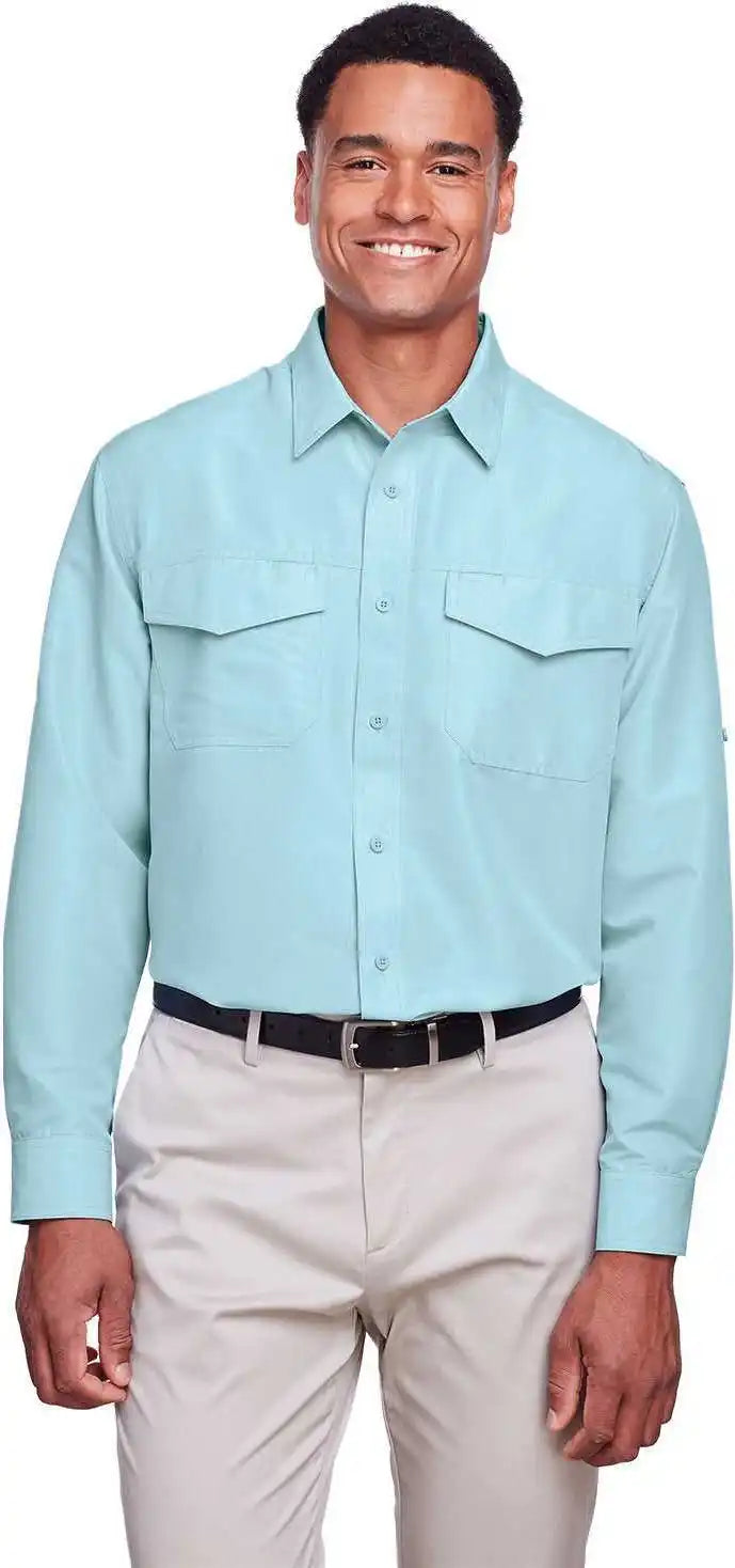 Harriton M580l Men’s Key West Long-sleeve Performance Staff Shirt - Cloud Blue