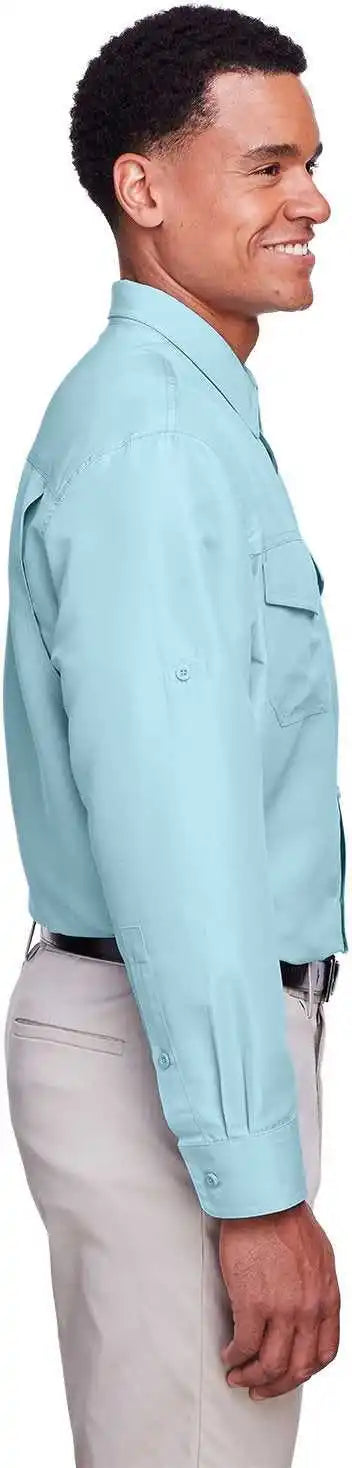 Harriton M580l Men’s Key West Long-sleeve Performance Staff Shirt - Cloud Blue