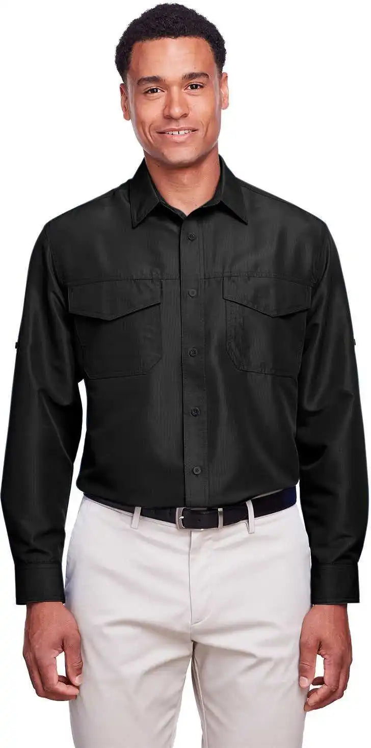 Harriton M580l Men’s Key West Long-sleeve Performance Staff Shirt - Black