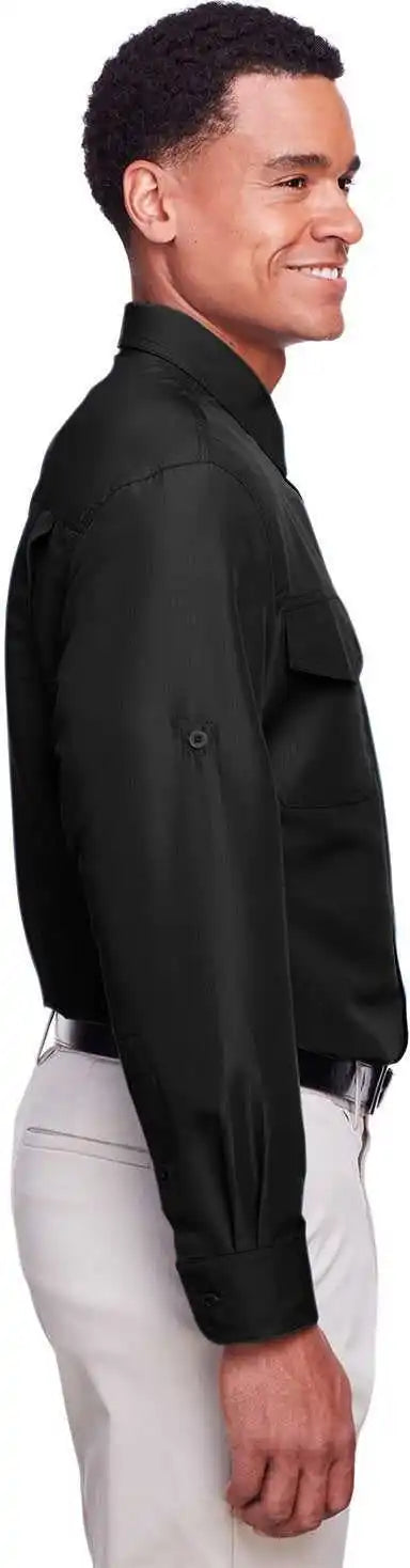 Harriton M580l Men’s Key West Long-sleeve Performance Staff Shirt - Black