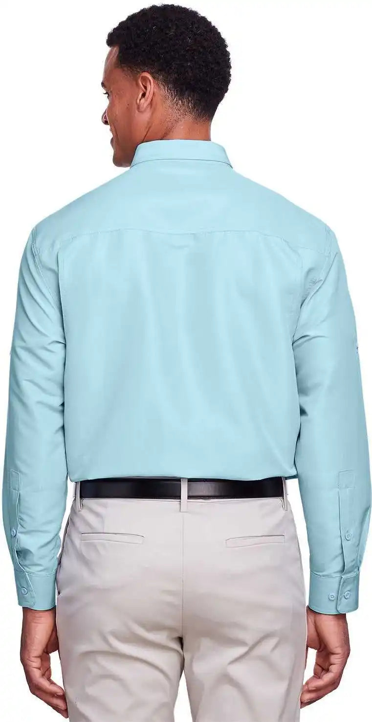 Harriton M580l Men’s Key West Long-sleeve Performance Staff Shirt - Cloud Blue
