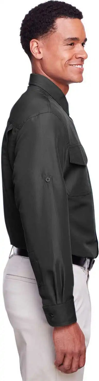 Harriton M580l Men’s Key West Long Sleeve Performance Staff Shirt Dark Charcoal