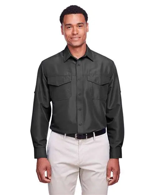 Harriton M580l Men’s Key West Performance Staff Shirt - Dark Charcoal