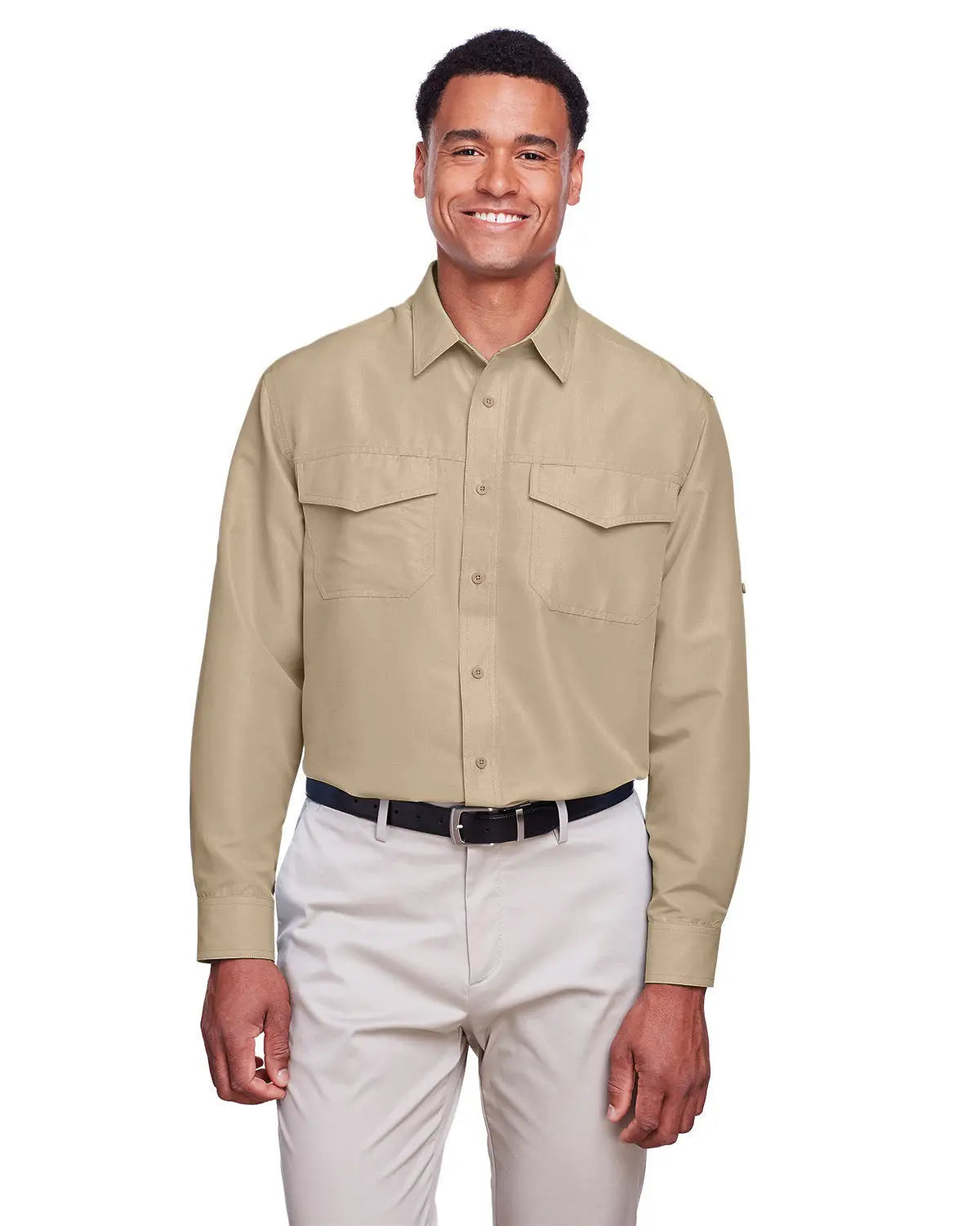 Harriton M580l Men’s Key West Performance Staff Shirt - Khaki