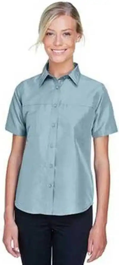 Harriton M580w Ladies’ Key West Short-sleeve Performance Staff Shirt - Cloud Blue