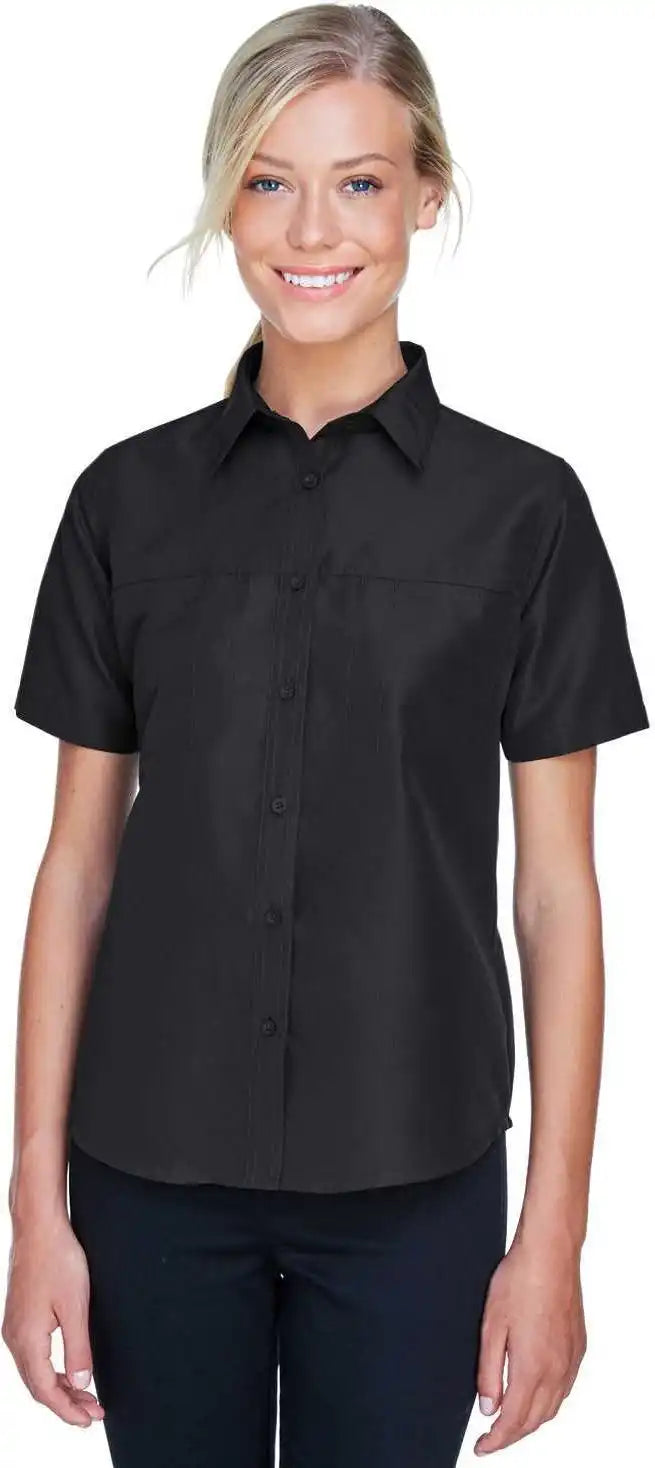 Harriton M580w Ladies’ Key West Short Sleeve Performance Staff Shirt Black